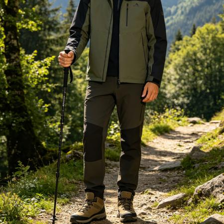 Bastones de trekking ligeros de aluminio con puntas de acero de tungsteno, diseño plegable de 3 secciones, empuñadura recta de EVA, soportan hasta 150 kg. 