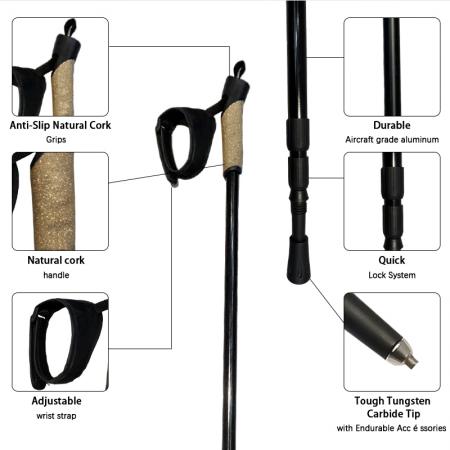 Bastones de trekking ligeros y compactos, diseñados para senderismo, trekking en la nieve y aventuras al aire libre. 