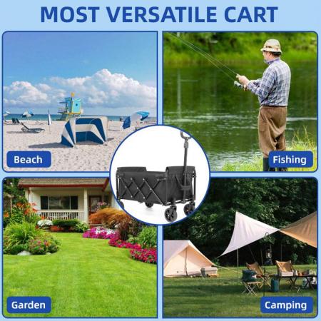 Carro plegable utilitario de alta resistencia con estructura de acero inoxidable para jardín, fabricado por OEM y personalizado.