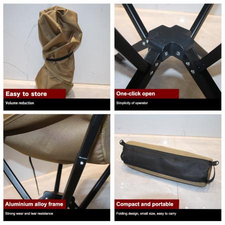 Silla de camping plegable ultraligera, compacta y portátil de aluminio para viajes al aire libre, apertura rápida y para viajes.