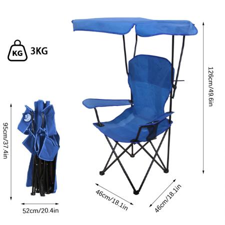 Muebles de exterior al por mayor, accesorios de camping, silla de playa plegable y ligera para pesca con portavasos y parasol.