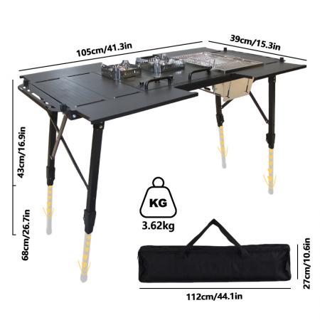 Mesa plegable modular para exteriores, ideal para jardín, senderismo, picnic y camping.