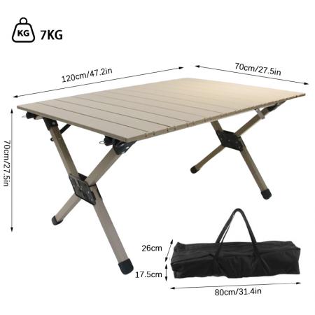 Mesa plegable de aluminio macizo 7075 para rollos de huevo, ideal para autocaravanas y camping. 