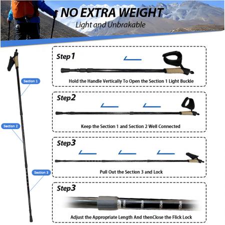 Bastones de trekking ligeros y compactos, diseñados para senderismo, trekking en la nieve y aventuras al aire libre. 