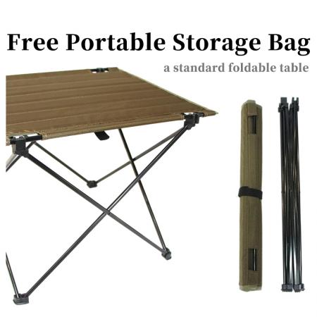 Mesa plegable portátil para cocinar rollos de huevo, ideal para acampar al aire libre, con mantel de tela Oxford.