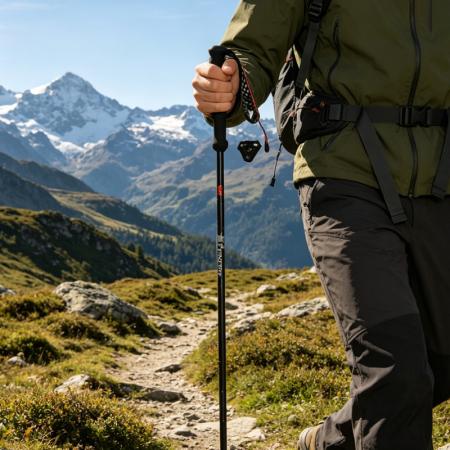 Bastones de trekking de fibra de carbono, plegables, ligeros y portátiles, de 5 secciones, 110/120/130 cm. 