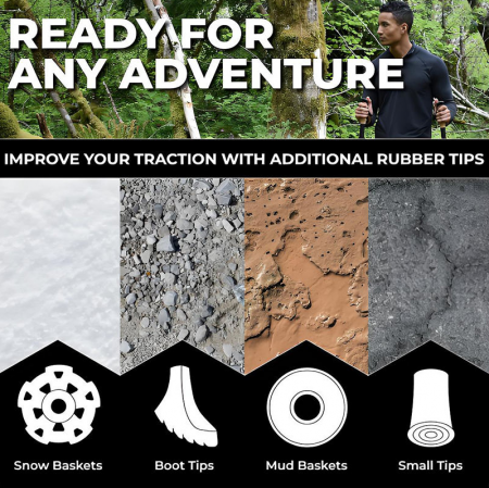 Bastones de senderismo y trekking ajustables de aluminio para viajes al aire libre, personalizables (OEM) 