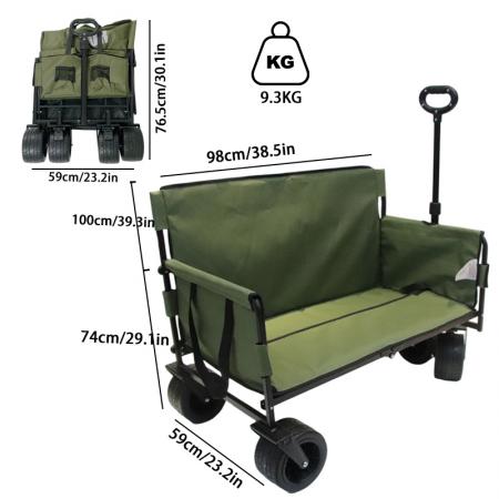Carro plegable utilitario de gran capacidad, resistente y plegable, ideal para la playa. 