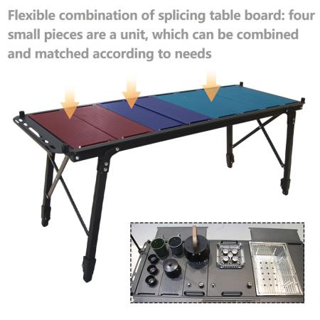 Mesa plegable modular para exteriores, ideal para jardín, senderismo, picnic y camping.