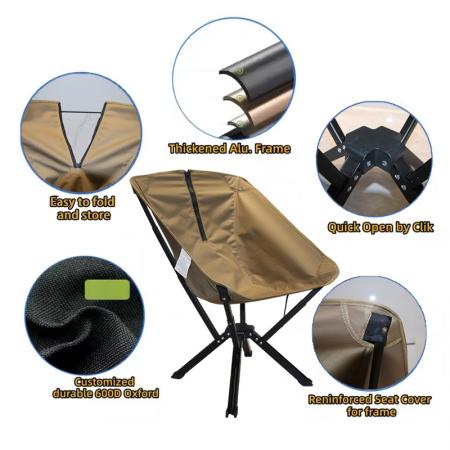 Silla de camping plegable ultraligera, compacta y portátil de aluminio para viajes al aire libre, apertura rápida y para viajes.