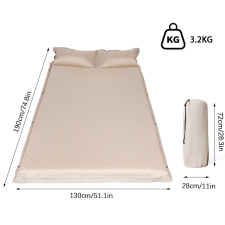 Colchón de aire plegable, autoinflable, portátil y resistente a la humedad, de doble grosor, para exteriores. 