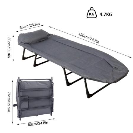Cama plegable multifuncional portátil para exteriores con estructura de acero de 4 patas y recubrimiento en polvo. 