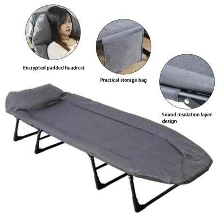Cama plegable multifuncional portátil para exteriores con estructura de acero de 4 patas y recubrimiento en polvo. 