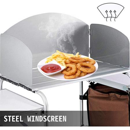 Mesa de cocina plegable multifuncional de aluminio para camping al aire libre con armario tipo bolsa Oxford. 