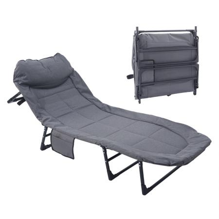 Cama plegable multifuncional portátil para exteriores con estructura de acero de 4 patas y recubrimiento en polvo. 
