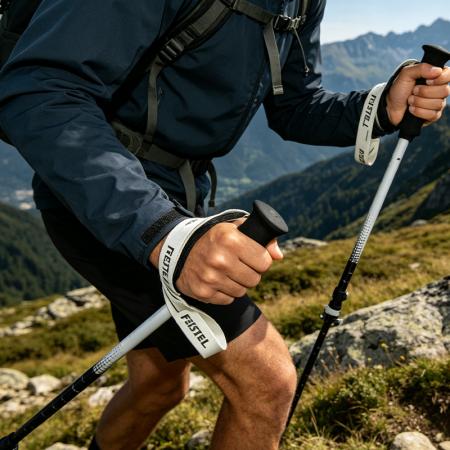 Bastón de trekking nórdico ultraligero para exteriores, fabricado en aluminio 7075, fibra de carbono, corcho y con empuñadura de EVA. 