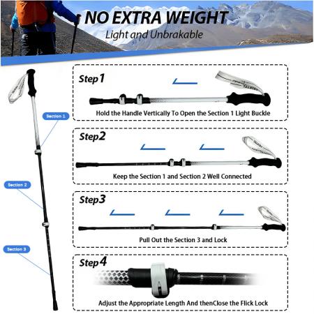 Bastón de trekking nórdico ultraligero para exteriores, fabricado en aluminio 7075, fibra de carbono, corcho y con empuñadura de EVA. 