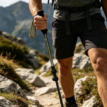Bastones telescópicos de trekking y senderismo con logotipo personalizado para exteriores, fabricados en aluminio 7075. 