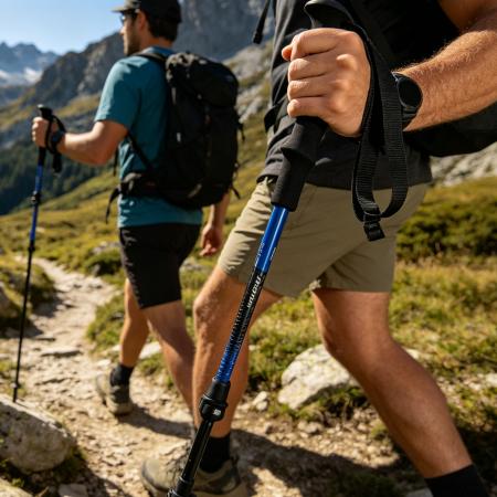 Conjunto ultraligero unisex de bastones de trekking de carbono con mango de EVA, plegables y portátiles, ideales para senderismo y escalada. 