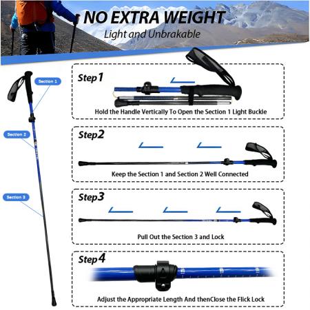 Conjunto ultraligero unisex de bastones de trekking de carbono con mango de EVA, plegables y portátiles, ideales para senderismo y escalada. 