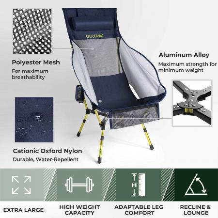 Silla de exterior tipo X con respaldo alto, aleación de aluminio 7075, color personalizable, precio de fábrica. 