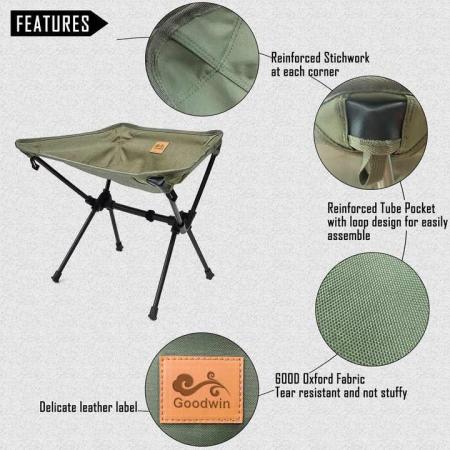 Taburete/silla de camping mini ultraligero y portátil de aleación de aluminio para picnic, senderismo y pesca al aire libre (venta al por mayor) 