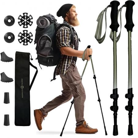 Bastones telescópicos de trekking y senderismo con logotipo personalizado para exteriores, fabricados en aluminio 7075. 