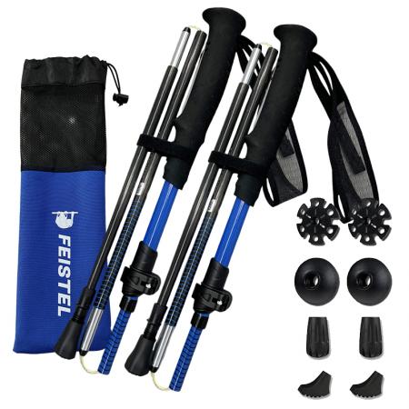 Conjunto ultraligero unisex de bastones de trekking de carbono con mango de EVA, plegables y portátiles, ideales para senderismo y escalada. 