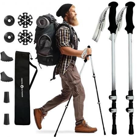 Bastón de trekking nórdico ultraligero para exteriores, fabricado en aluminio 7075, fibra de carbono, corcho y con empuñadura de EVA. 