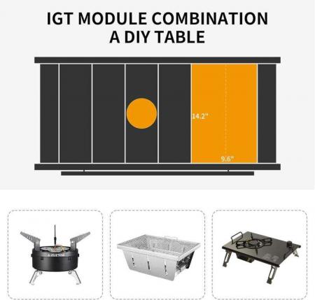 Mesa plegable moderna de camping IGT, mesa de aluminio portátil y ligera para exteriores con bolsa de transporte. 