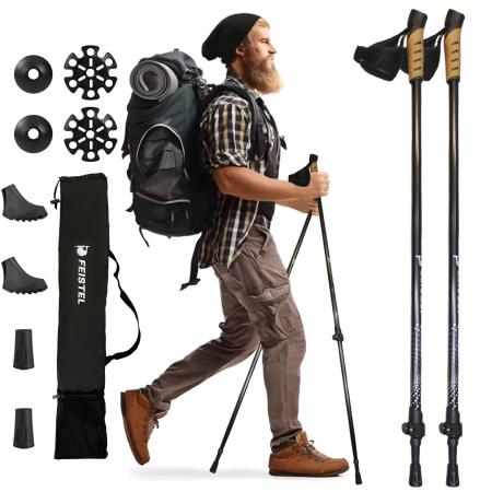 Bastones de senderismo y trekking ajustables de aluminio para viajes al aire libre, personalizables (OEM) 