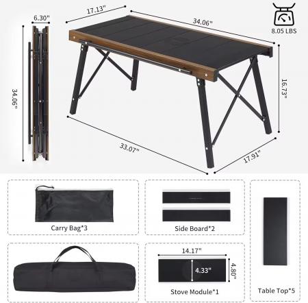 Mesa plegable moderna de camping IGT, mesa de aluminio portátil y ligera para exteriores con bolsa de transporte. 