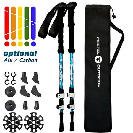 Bastón de trekking telescópico ajustable ultraligero de alta resistencia con punta de acero de tungsteno y mango de EVA. 