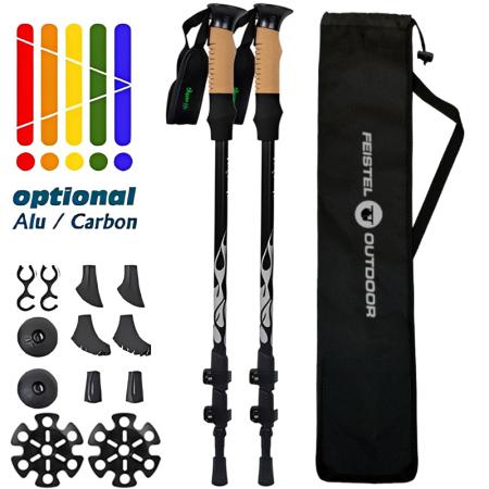 Venta directa de fábrica de bastones de trekking de aleación de aluminio de alta resistencia, versión telescópica, adecuados para montañismo y senderismo. 