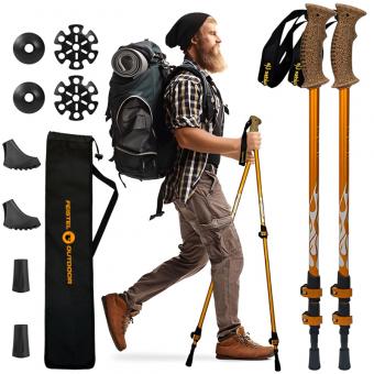 Bastones de trekking de aluminio con mango de goma