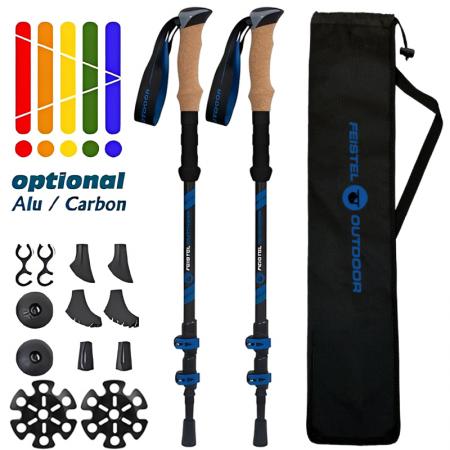 Bastones de trekking portátiles con mango de corcho EVA para escalada al aire libre (paquete de 2) 