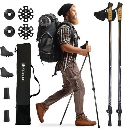 Bastón de carbono para correr, ultraligero, plegable, deportivo, para senderismo, trekking y escalada. 