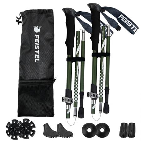 Bastones de trekking ultraligeros, portátiles y plegables de aluminio duraluminio 7075.