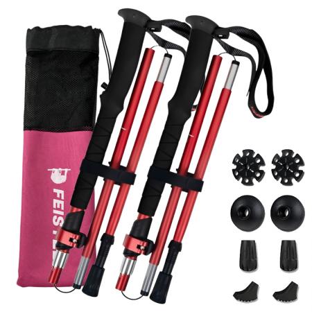 Bastones de trekking plegables ultraligeros de aleación de aluminio, ajustables, para acampar y hacer mochileros, a precio de fábrica.