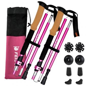 Bastones de trekking ultraligeros de carbono plegables