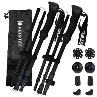 Bastones de trekking ultraligeros de carbono plegables