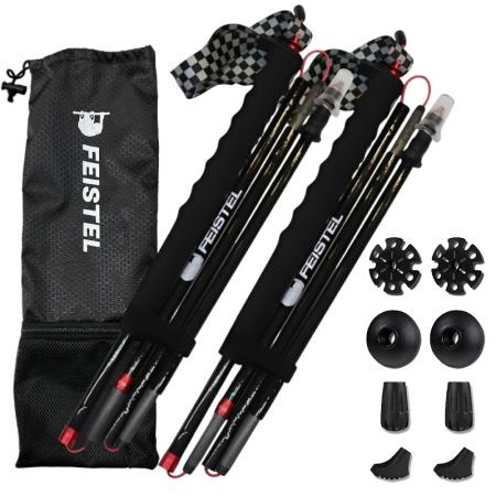 Bastones de trekking plegables de fibra de carbono ultraligeros de 5 secciones para senderismo 