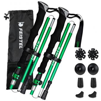 Bastones de trekking plegables de aluminio EVA con punta de acero de tungsteno
