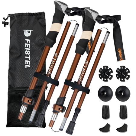 Bastón de trekking ultraligero de aleación de aluminio 6061, plegable, de 5 secciones, moderno y ajustable, con mango de EVA. 