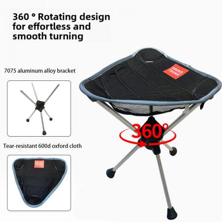 Taburete trípode plegable alto de acero portátil de tela Oxford 600D para camping y senderismo al aire libre
