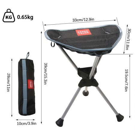 Taburete trípode plegable alto de acero portátil de tela Oxford 600D para camping y senderismo al aire libre