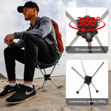 Taburete trípode plegable alto de acero portátil de tela Oxford 600D para camping y senderismo al aire libre