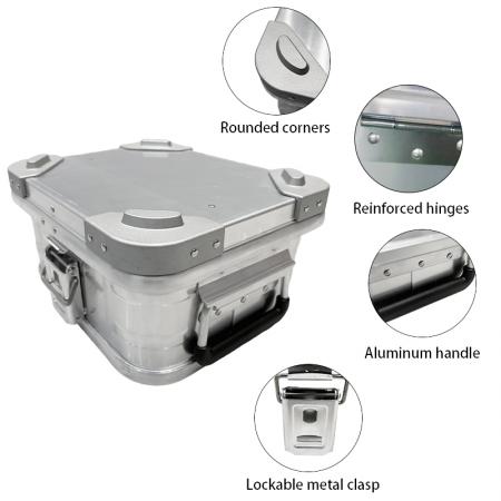 Caja rígida de almacenamiento de aluminio resistente para camping, impermeable, a prueba de polvo, caja de almacenamiento de metal con sellado 