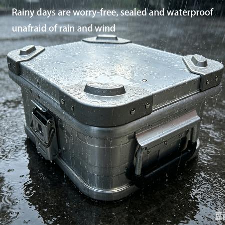 Caja rígida de almacenamiento de aluminio resistente para camping, impermeable, a prueba de polvo, caja de almacenamiento de metal con sellado 
