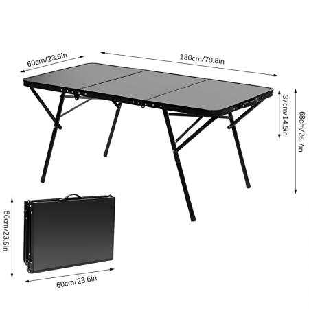 Nueva mesa plegable negra de aluminio y metal cuadrada para barbacoa al aire libre, camping, senderismo y playa 